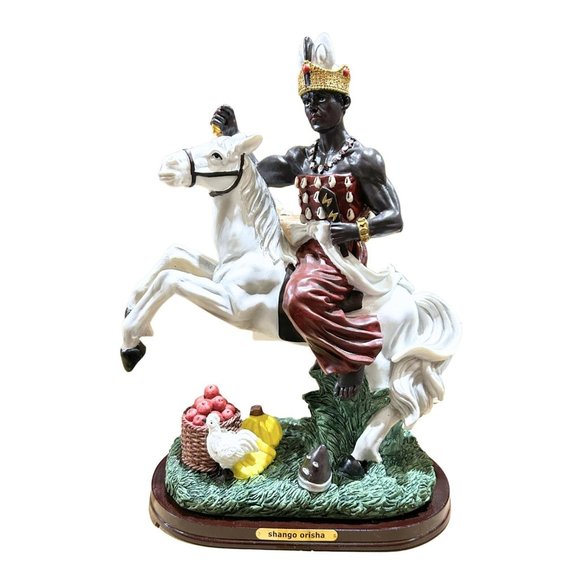 Shango Orisha Figurine White Horse Chango Statue African God of Thunder - Picture 5 of 10